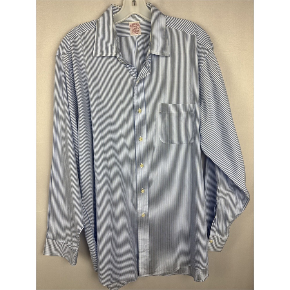 Brooks Brothers Blue Striped Size 16.5 4/5 Non Iron Button Up Shirt